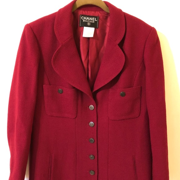 CHANEL Jackets & Blazers - CHANEL Red Wool Blazer